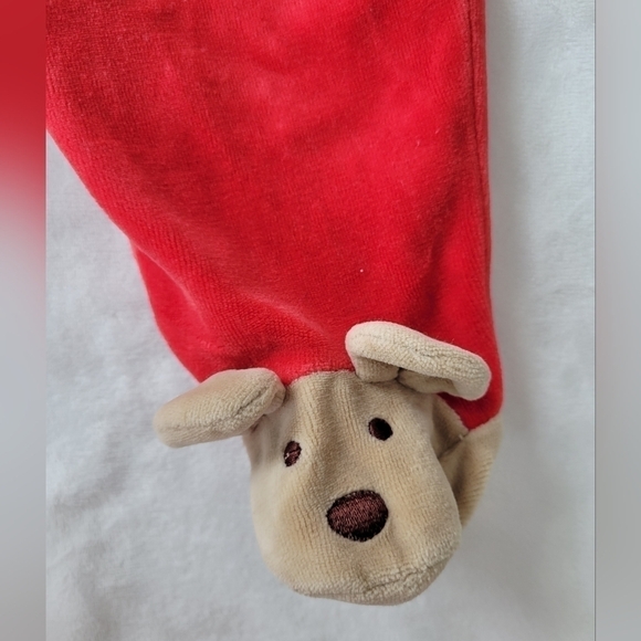 Bright Future VTG red crushed velvet "Baby's 1st Christmas" footed pajamas 3-6m - Picture 3 of 8